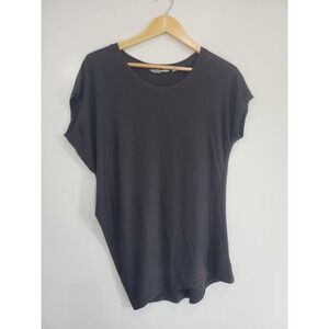 Athleta Black Asymmetrical Modal Blend Short Sleeve Tunic Tee Womens Small